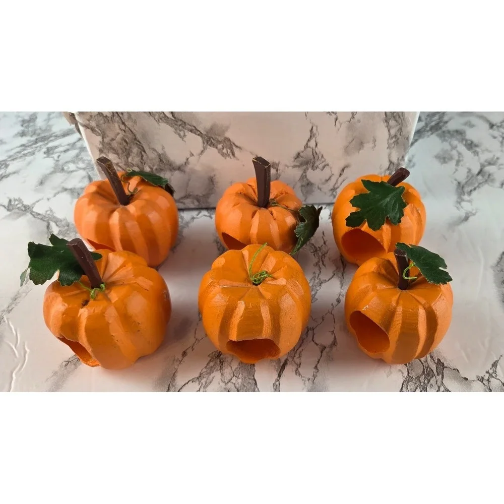 Pumpkin Shape Napkin Holders Set Of‎ 6 Orange Green Pumpkin Patch Fall Halloween